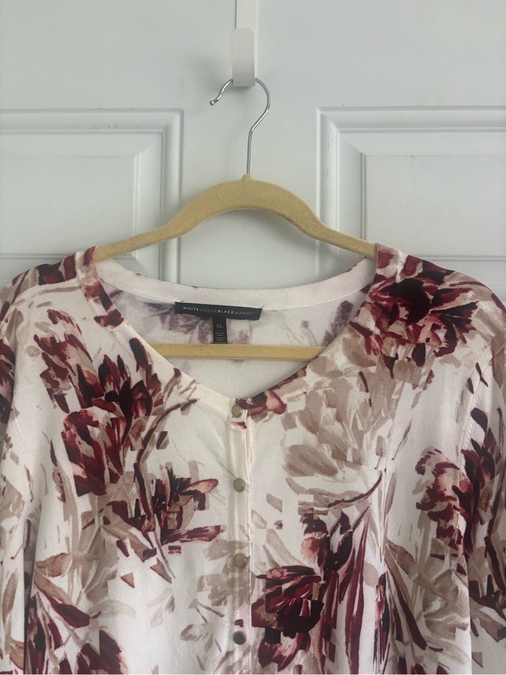 White House Black Market Floral Cardigan 3/4 Sleeve, Size XL - Picture 7 of 13